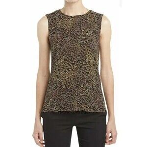 Tory Burch Tanya Women's Size 2 Brown Silk Abstract Leopard Sleeveless Blouse